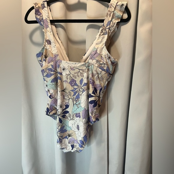 Elegant Blue and Purple One Piece with Ruffled Straps - Picture 4 of 5